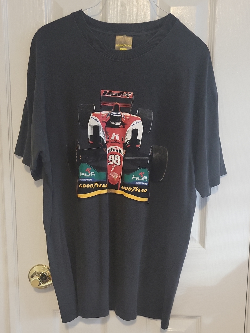 Goodyear x HUF Black Racing Tee with Red Race Car Graphic